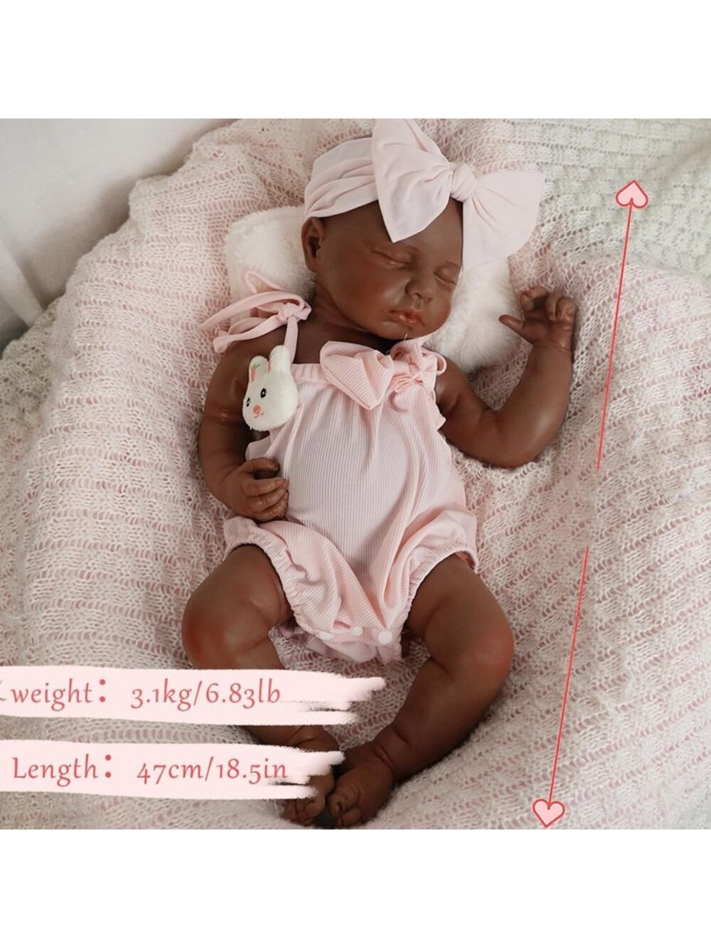 18.5 inch Girl Handmade Face Realistic Silicone Body Reborn Baby Doll For Kids - Picture 2 of 7